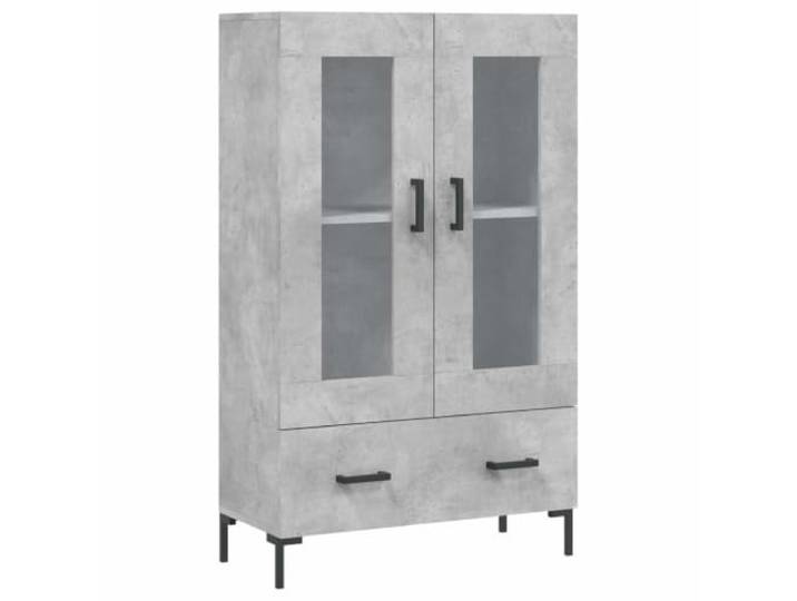 HGFDVCMR Highboard Betongrau 69,5x31x115 cm Holzwerkstoff Schrank Stilvoller Beistellschrank mit Glastüren und Metallbeinen für Wohnzimmer oder Flur sorgt für Ordnung.