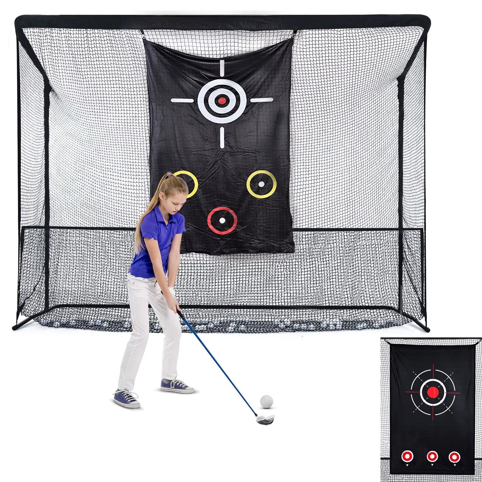 Golf-Übungsnetz - Golfnetz 305 x 213 cm - Tragbar - Schneller Aufbau - Mit Tragetasche - Mit Zielscheibe - Für Innen- und Außenbereich