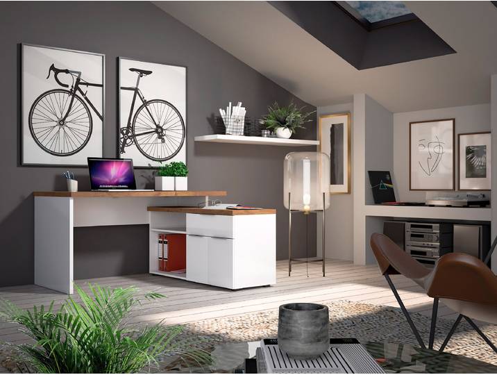 Bureau d'angle Navu 160 x 75 x 131cm Blanc