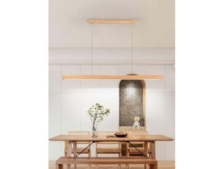 2025 minimaliste salle à manger suspension lampe vent silencieux bois longue bande lustre pour cuisine Table Bar couleur noyer moderne Led Li