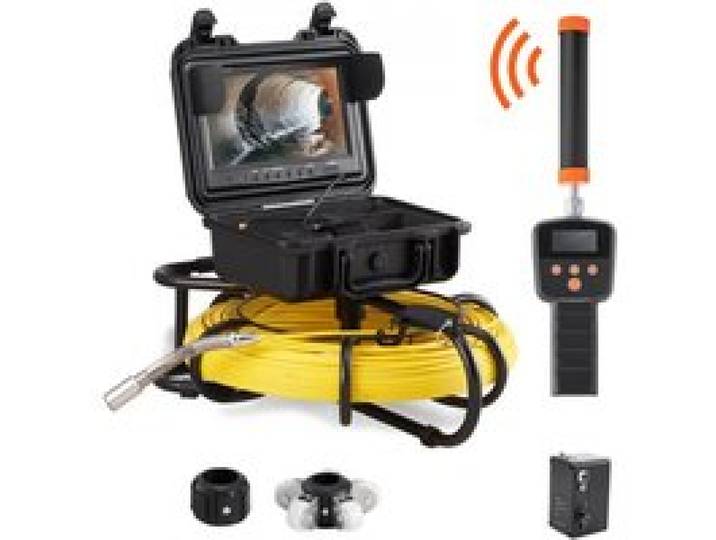 VEVOR Caméra Inspection Canalisation avec Localisateur 512 Hz Endoscope Drain 91,5 m écran 22,9 cm Enregistreur Dvr étanche IP68 12 Led Réglables Carte