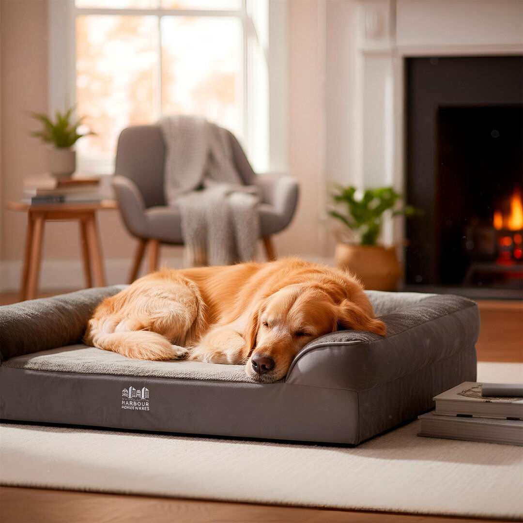 Harbour Housewares - Non-Slip Waterproof Dog Bed Grey Extra-Large