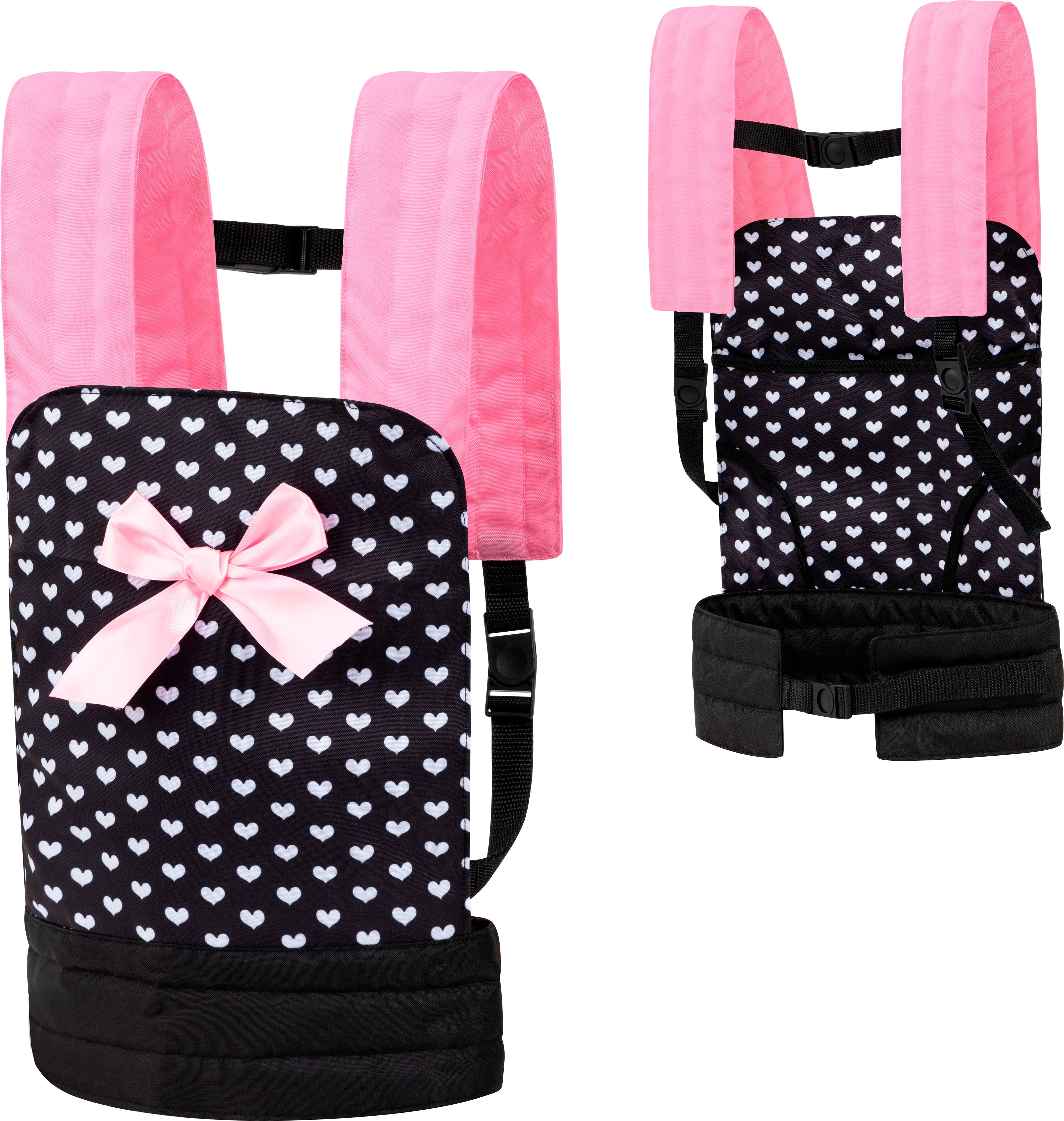 Puppen Trage BAYER "grau/rosa Schmetterling", schwarz (herzchen schwarz), Puppenausstattungen, KinderB:31cm H:1cm L:32,5cm, Puppen Trage, B:31cm H:1cm L:32,5cm