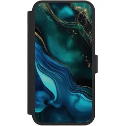 Nivocase Klapphülle für Apple iPhone 16 Pro Handyhülle aus Kunst Leder NIVOflip schwarz Art Farbverlauf (Apple iPhone 16 Pro), Smartphone Hülle, Schwarz