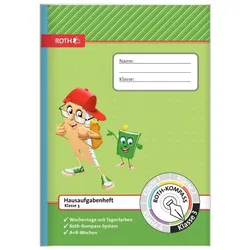 Hausaufgabenheft A5, Klasse 3, Schutzumschlag, Lernhilfen, Klassenarbeitsplan, 1 Woche / 2 Seiten, 96 Seiten, Tagesfarben u. -zahlen