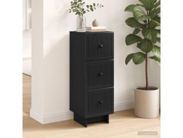 HPUYRFG Schubladenschrank Schwarz 33 x 34,5 x 90 cm Holzwerkstoff Vintage-Look, Metallknopfgriffe, sanft gleitende Schubladen, Wandbefestigung, pflegeleicht, Wohnzimmer