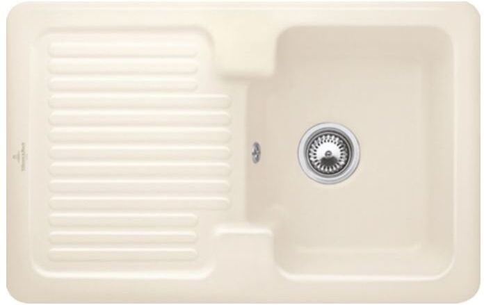 Villeroy und Boch Villeroy & Boch Condor Einbauspüle 674501FU mit Ablaufgarnitur und Handbetätigung, Ivory