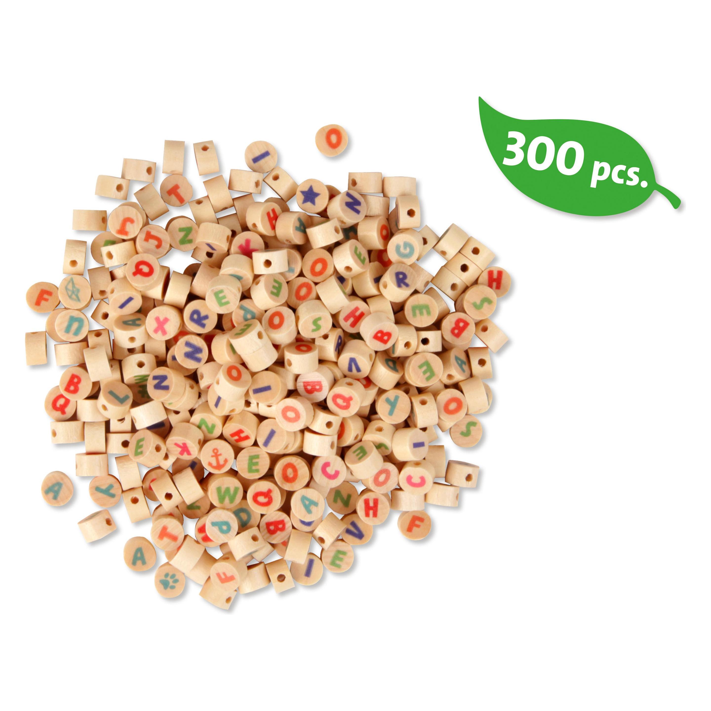 Simm Lena Holzbuchstaben 10mm 300 Perlen natur bunt (32051)