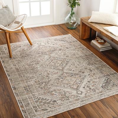 Livabliss Verninac Distressed Medallion Printed Washable Rug