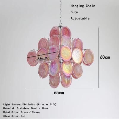 Inspired Living Italian Red Cloud Glass Pendant Lights Designer Ceiling Lamp For Dining Room & Home Interior 65cm natural Light brass Metal
