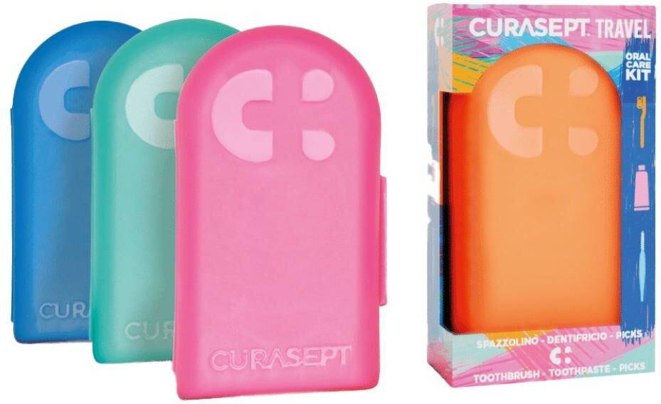 Curasept Travel Verde Kit Viaggio – Spazzolino, Dentifricio 20ml, Picks Interdentali