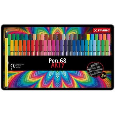 STABILO Premium-Filzstift - Pen 68 - 50er Metalletui - mit 46 verschiedenen Farben