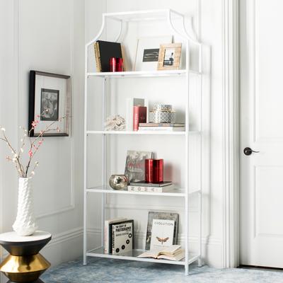 "SAFAVIEH Slater 36-Inch Glass Tier Etagere Bookshelf, White - 36"" x 12"" x 80"""