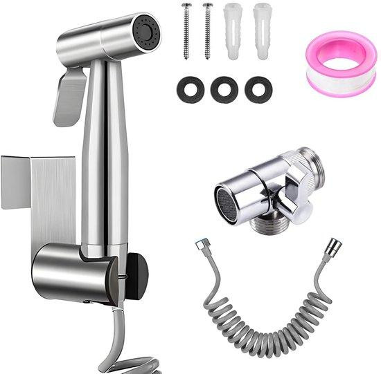 Unyqoos RVS bidetset met handdouche, twee spuitstanden en 120 cm slang