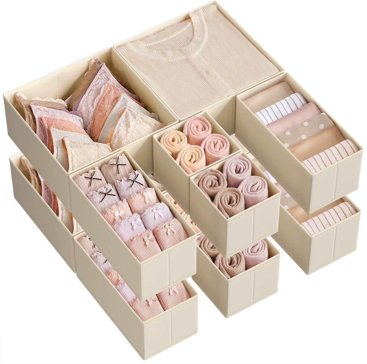 Songmics 12-delige organizer set voor sokken, ondergoed en accessoires