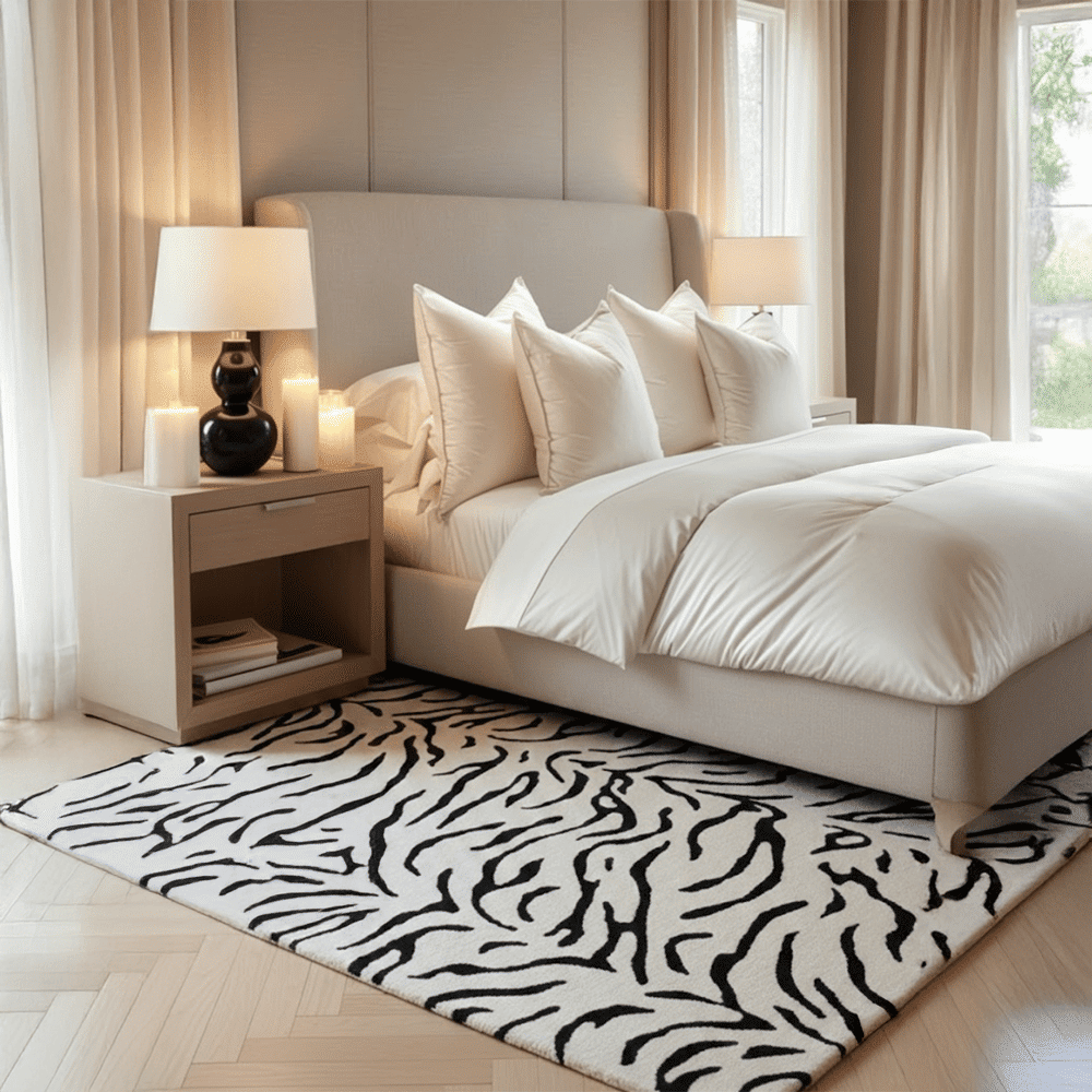 Sahara Monochrome Tiger Print Rug, 120x170cm