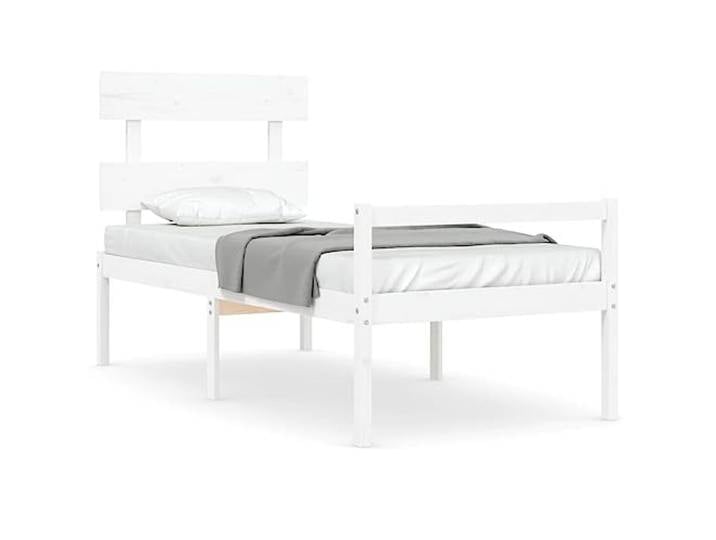 PUGYNBK Bett für ältere Menschen, massives Kiefernholz, 45 cm Sitzhöhe 45 cm, Stauraum darunter, Sperrholzleisten, Kopfteil und Fußteil im Lieferumfang enthalten
