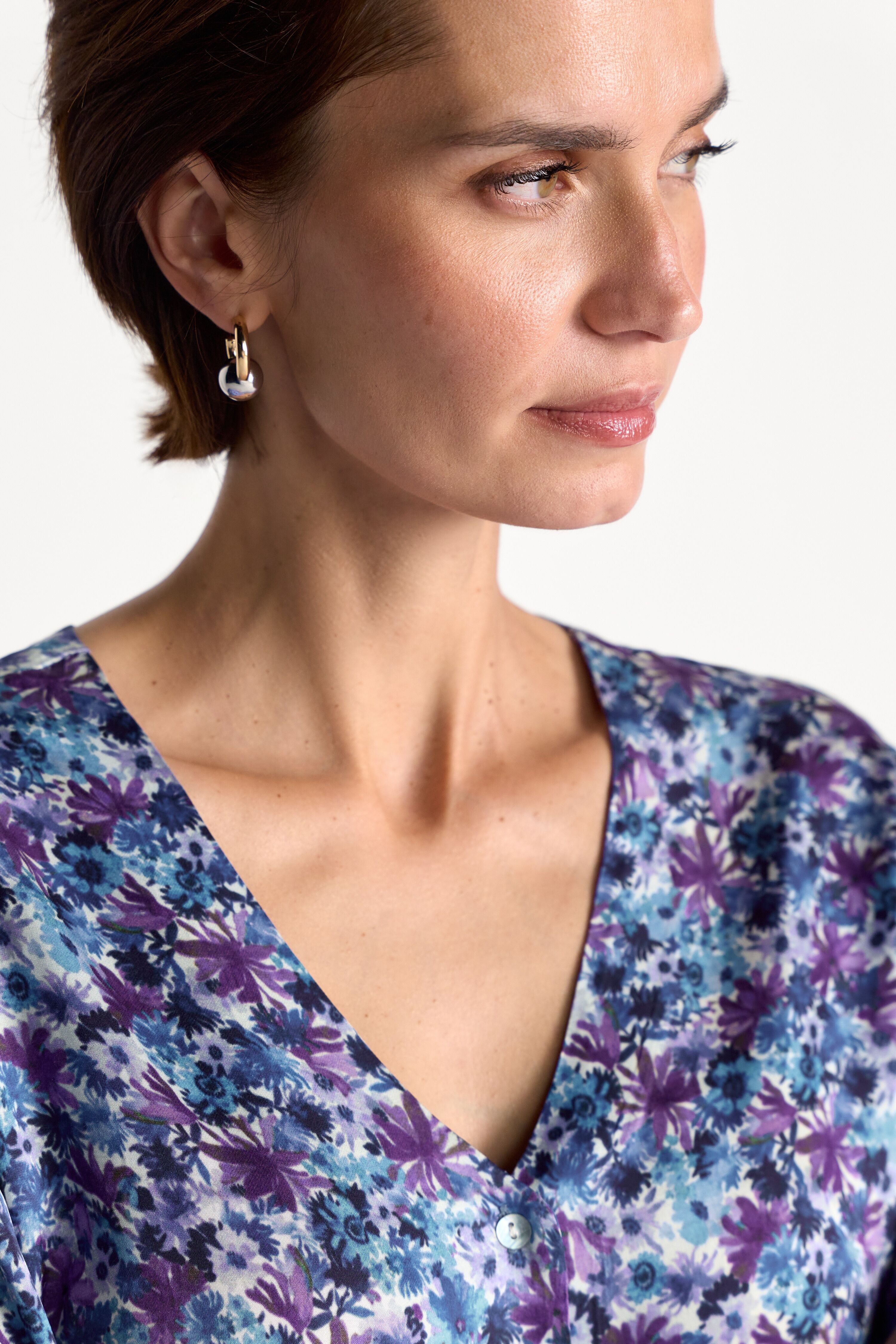 Langarmbluse RICHROYAL, Damen, Gr. 34, bunt (cobalt aura), Web, Obermaterial: 100% Viskose, bequem normal, V-Ausschnitt, Blusen Langarmbluse cobalt aura 34