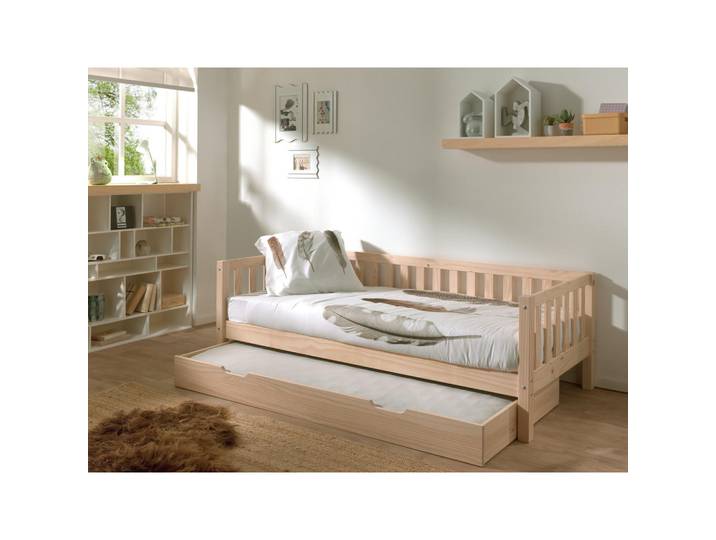 Vipack Ausziehbett, Kiefer, Holz, Kiefer, Höhe ca. 10 cm, 90x200 cm, Lattenrost,nicht verstellbar, Kinderzimmer & Jugendzimmer, Kindermöbel, Kinderbetten, Ausziehbetten