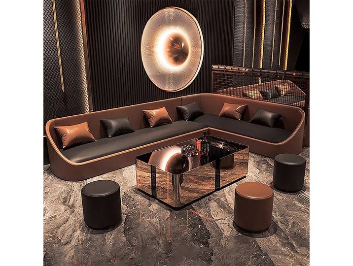 Canapé d'angle commercial au design irrégulier, canapé de salon, canapé de café, ensemble de meubles de salon en cuir Nappa