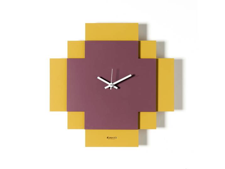 ARTI E MESTIERI horloge murale TETRIS (Ocre / Violet améthyste - Métal verni)