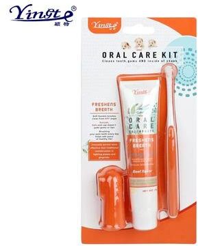 Inspire Select Pet Dental Care Kit Natural Banana Flavor Toothpaste & Toothbrush Set For Plaque, Tartar & Fresh Breath Care vanilla Flavor C