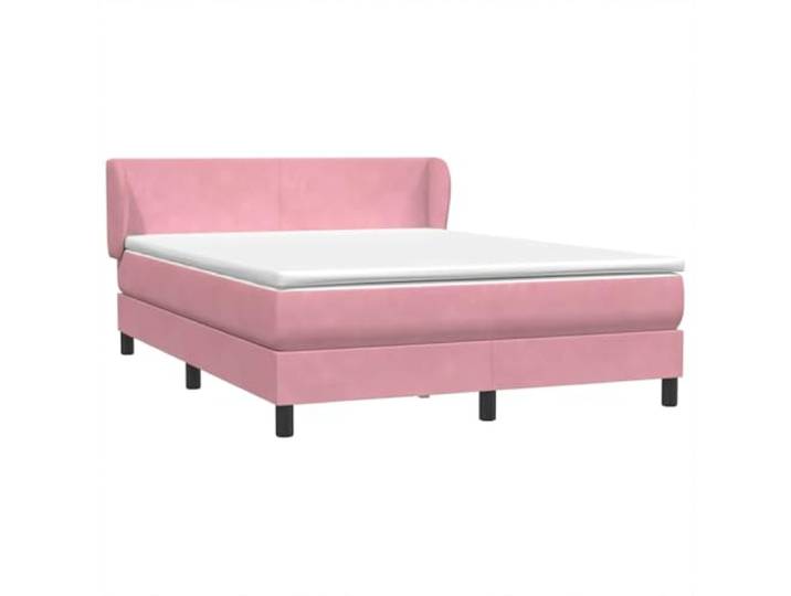 PUGYNBK Boxspringbett, Samt, Rosa, 160 x 210 cm Gefederte Federn, verstellbares Kopfteil, abnehmbarer Bezug, Lattenrost