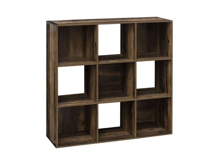 Étagère 9 cases indus  Mix N' Modul  effet bois foncé