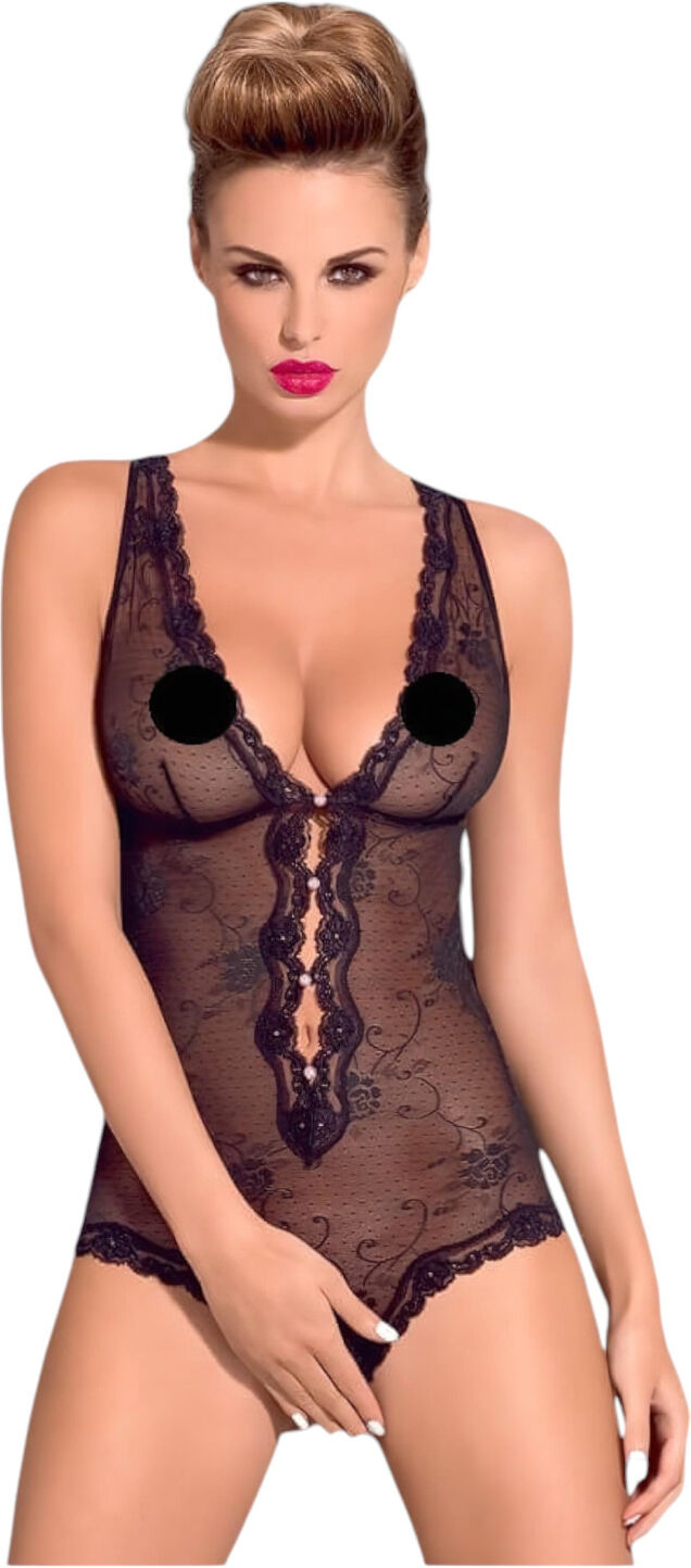 Obsessive Fiorenta - beaded, open lace body (black)