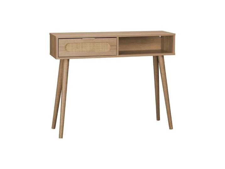 sweeek - Console scandinave décor bois et cannage arrondi 1 tiroir EVA