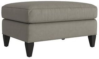 Cameron Leather Ottoman - Sage Leather, Sage Fossil - Ballard Designs
