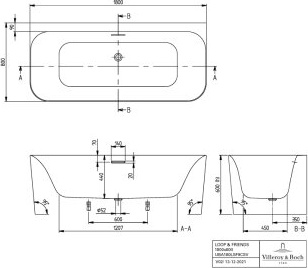 Villeroy & Boch UAE180LSFSB1V01 Vorwand-BW Loop&Friends 180LSFSB1