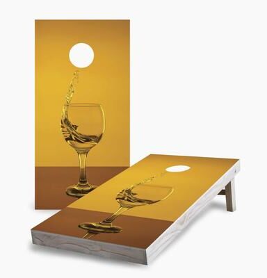 Skip's Garage White Wine Splash Cornhole Boards