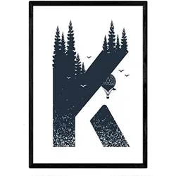 POSTER Buchstabe K Natur Luftballons Berge A3 Rahmenlos