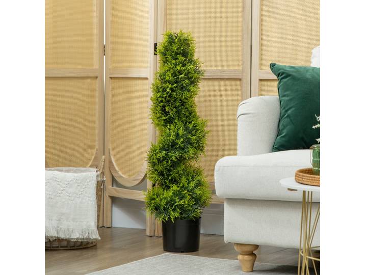 HOMCOM Zypresse Artificielle 90cm Spiral avec Pot Moderne