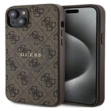 Guess GUHMP15SG4GFRW iPhone 15 / 14 / 13 6.1" brązowy/brown hardcase 4G Collection Leather Metal Log (Apple iPhone 15) (GUHMP15SG4GFRW)