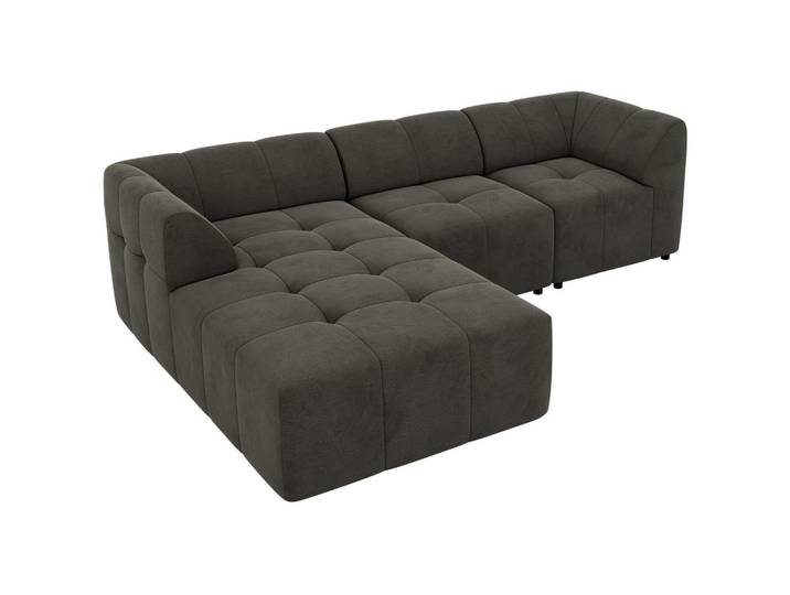 ECKSOFA VORITA L 3M - Dunkelgrau Velvet - Links Seite
