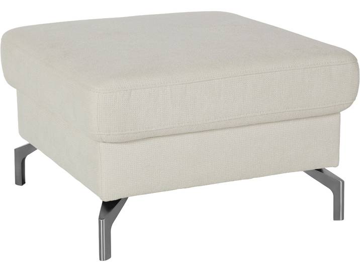 Hocker, Luxus-Microfaser Paris, Beige, 72×72 cm, 46 cm Sitzhöhe, Mit Satiniertem Nickelfuß, sit&more