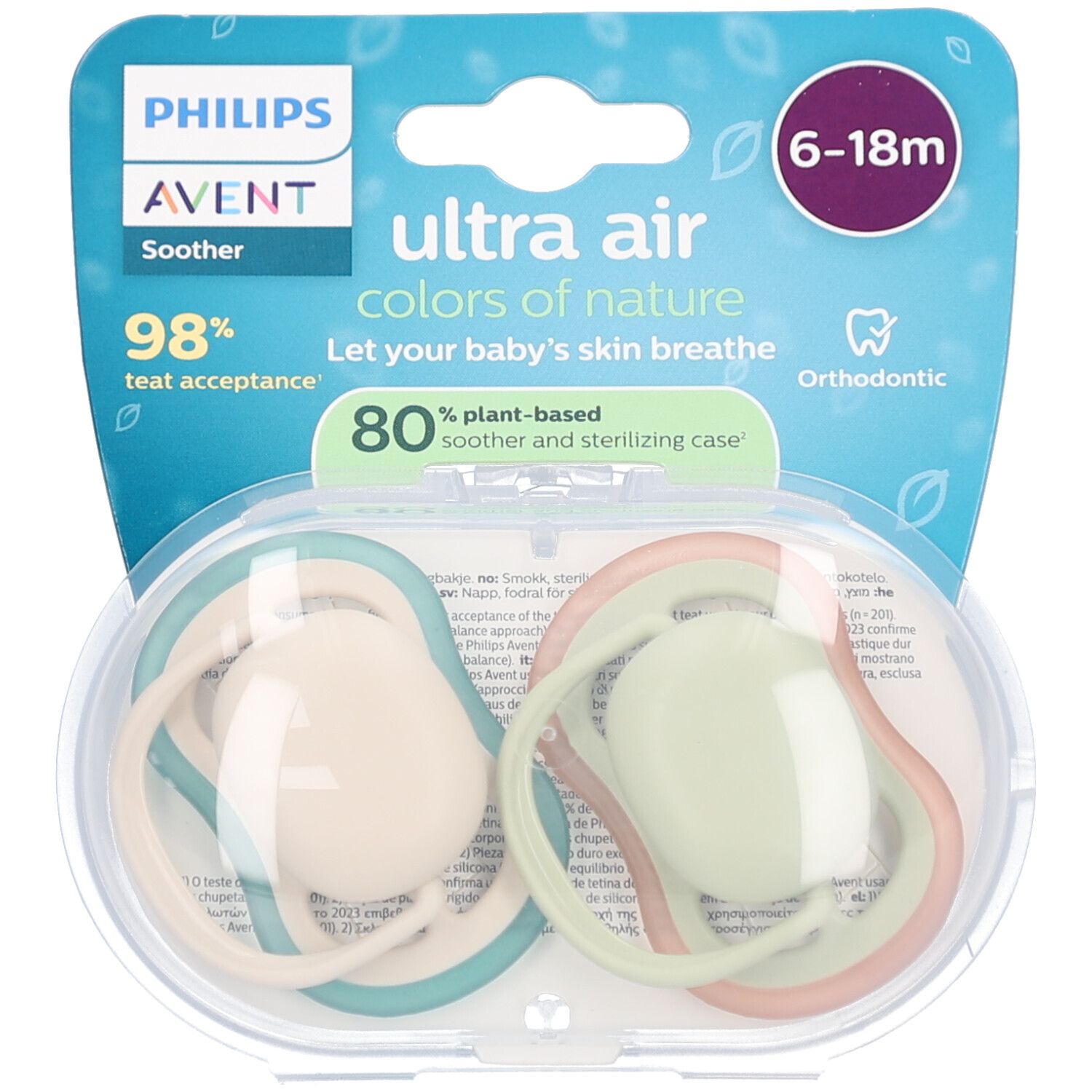 Philips Avent Fopspeen +6m Air olijf/beige 2st 2 St Schnuller