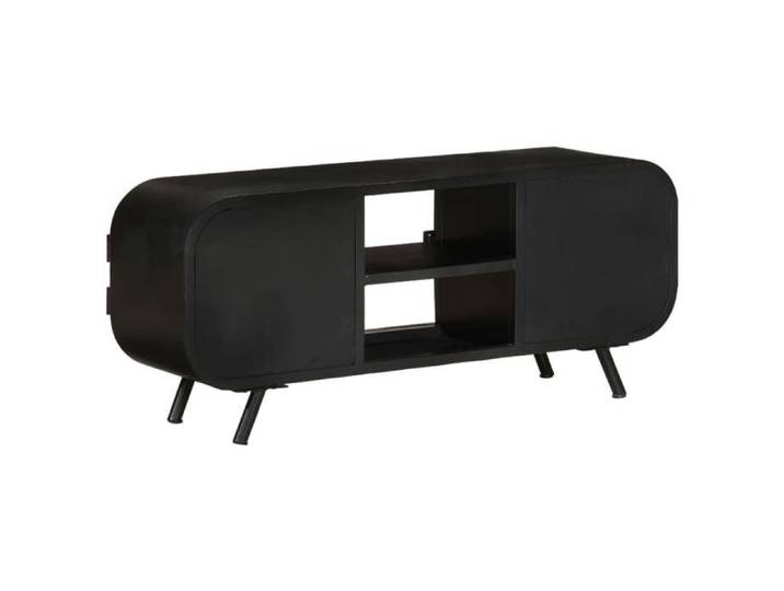 Meuble TV en bois de récupération - - 110x30x45 cm - Bois de récupération massif - 2 portes - 2 étagères
