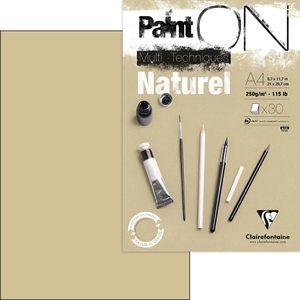 Clairefontaine Zeichenblock PaintON 96540C, A4, 250 g/m², naturbraun, geleimt, 30 Blatt