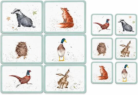 Wrendale Designs 'The Country Set' 6 Place Placemat & Coaster Set