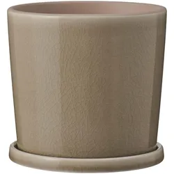 IB Laursen Blumentopf Saga mit Untersetzer, Beige - H 13,4 cm, Ø 13,8 cm