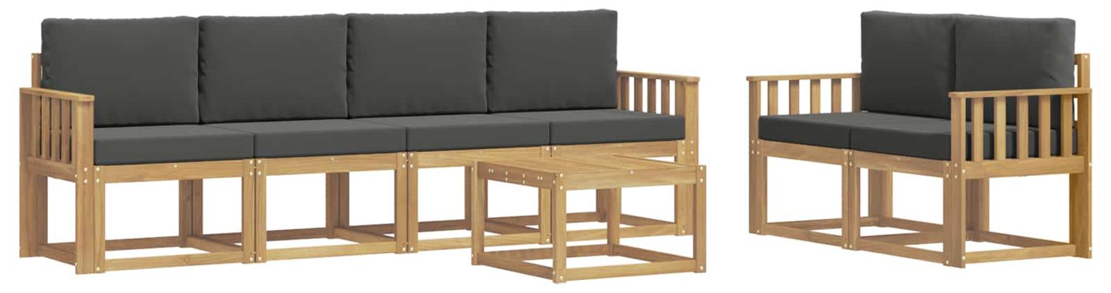 Outdoor-Sofagarnitur mit Kissen 7 pcs Weiß und Anthrazit