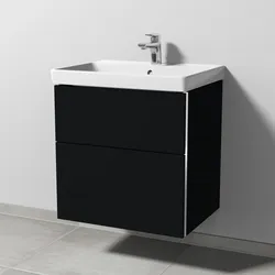 Sanipa Waschtischunterschrank „3way“ passend zu Keramik-Waschtische Avento von Villeroy & Boch 580 × 580 × 452 mm in Schwarz (matt)