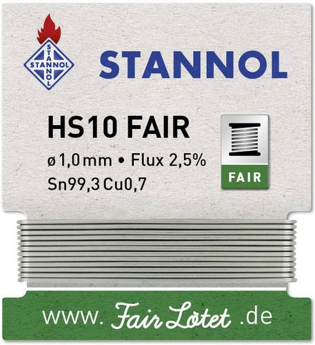 Stannol HS10-Fair Lötzinn Wickel Sn99,3Cu0,7 ROM1 5g 1mm