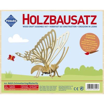 PEBARO 860/4 - Holzbausatz Schmetterling, 16 Teile, Holzkonstruktion zum Zusammenstecken