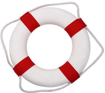 Inspired Living Vintage Nautical Lifebuoy Wall Decor Mediterranean Coastal Accent red B