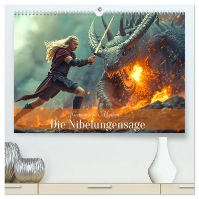Germanische Mythen – Die Nibelungensage (hochwertiger Premium Wandkalender 2027 DIN A2 quer), Kunstdruck in Hochglanz
