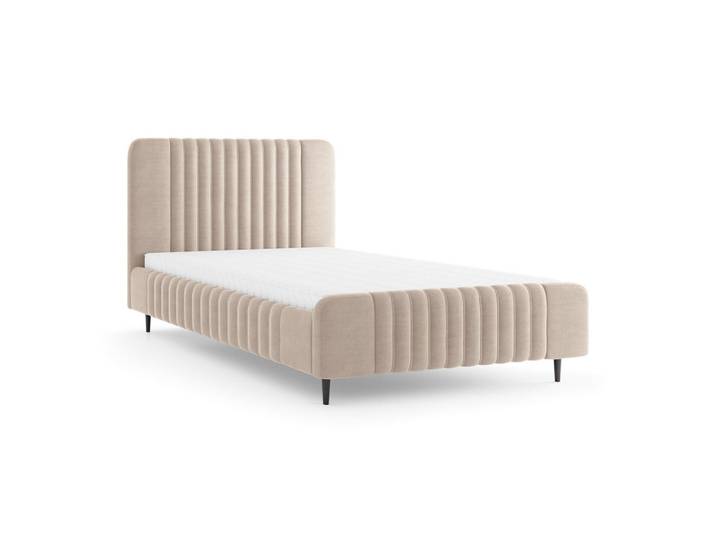 Deine Möbel 24 Polsterbett Auro 11 140/200 cm in Velours Beige, 140x200 cm, Schlafzimmer, Betten, Polsterbetten